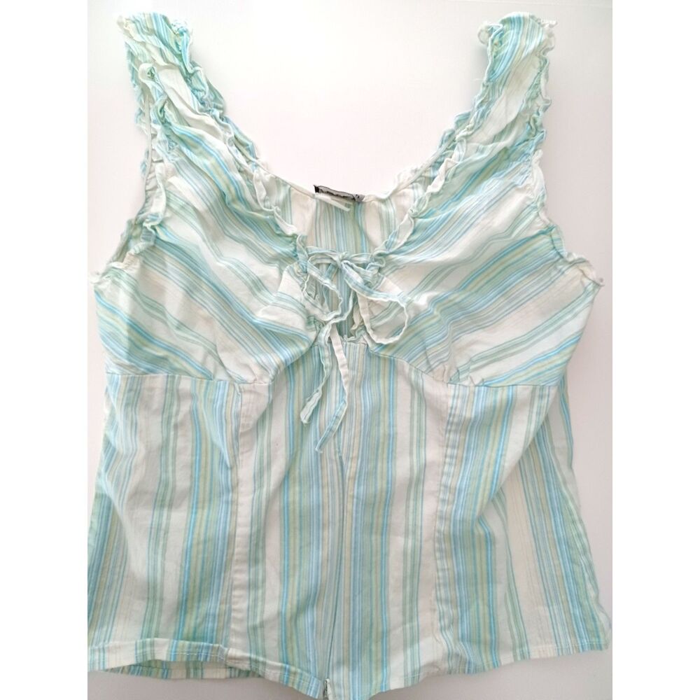 Y2K 90s VTG Babydoll Tank Coquette Academic Preppy Front Zip Mermaid Festival